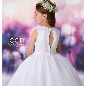 White satin tulle gown